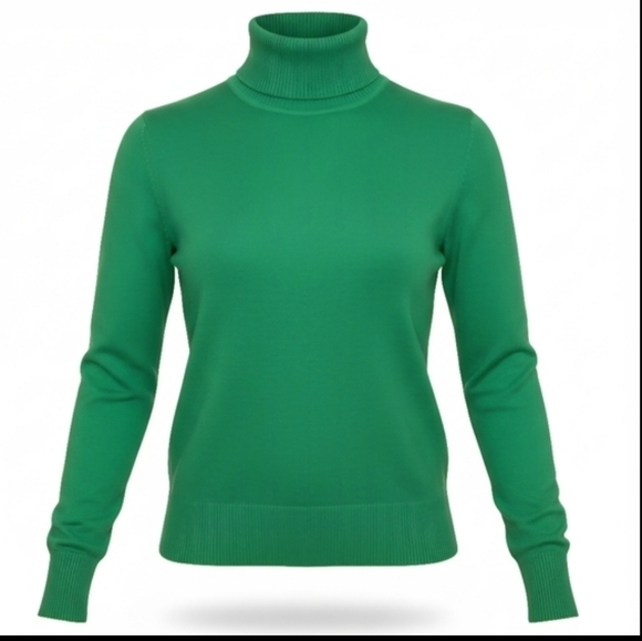 3/$30🏷 Spense Kelly Green Turtleneck Sweater Button Sleeve Details Ribbed Hem - Picture 11 of 12